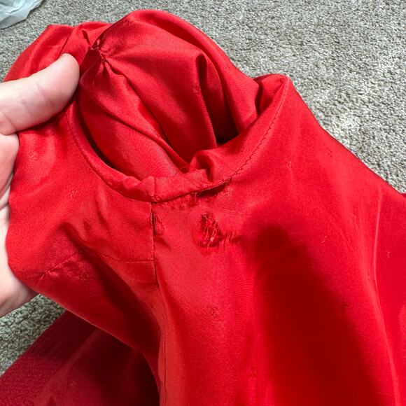 Vintage Chanel Red Tweed 3 Pocket Gold Button Blazer Jacket Size 8-10 - Picture 8 of 11